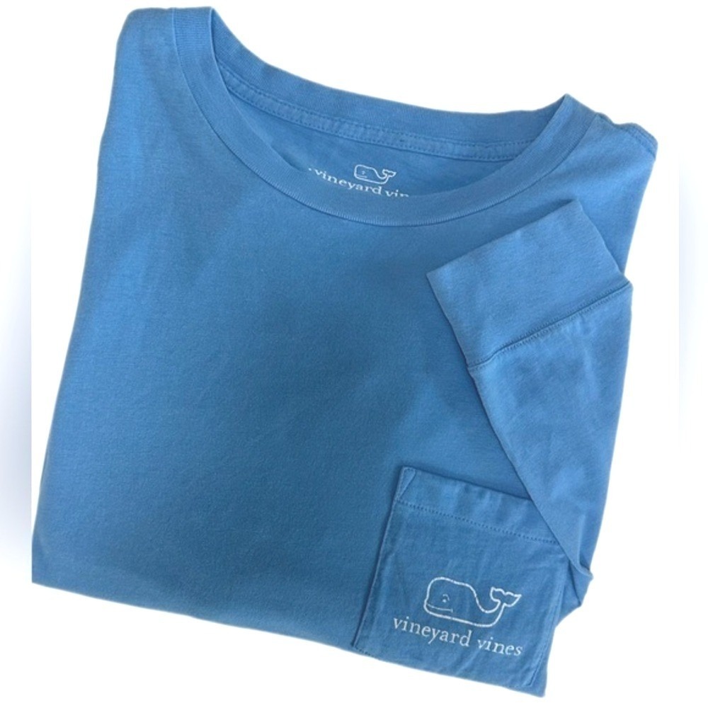 Vineyard‎ Vines Whale Logo Long Sleeve Pocket T-Shirt Blue Mens S
